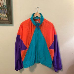 Vintage Dash Windbreaker Jacket Small Color Blocked Unlined Full Zip 90s